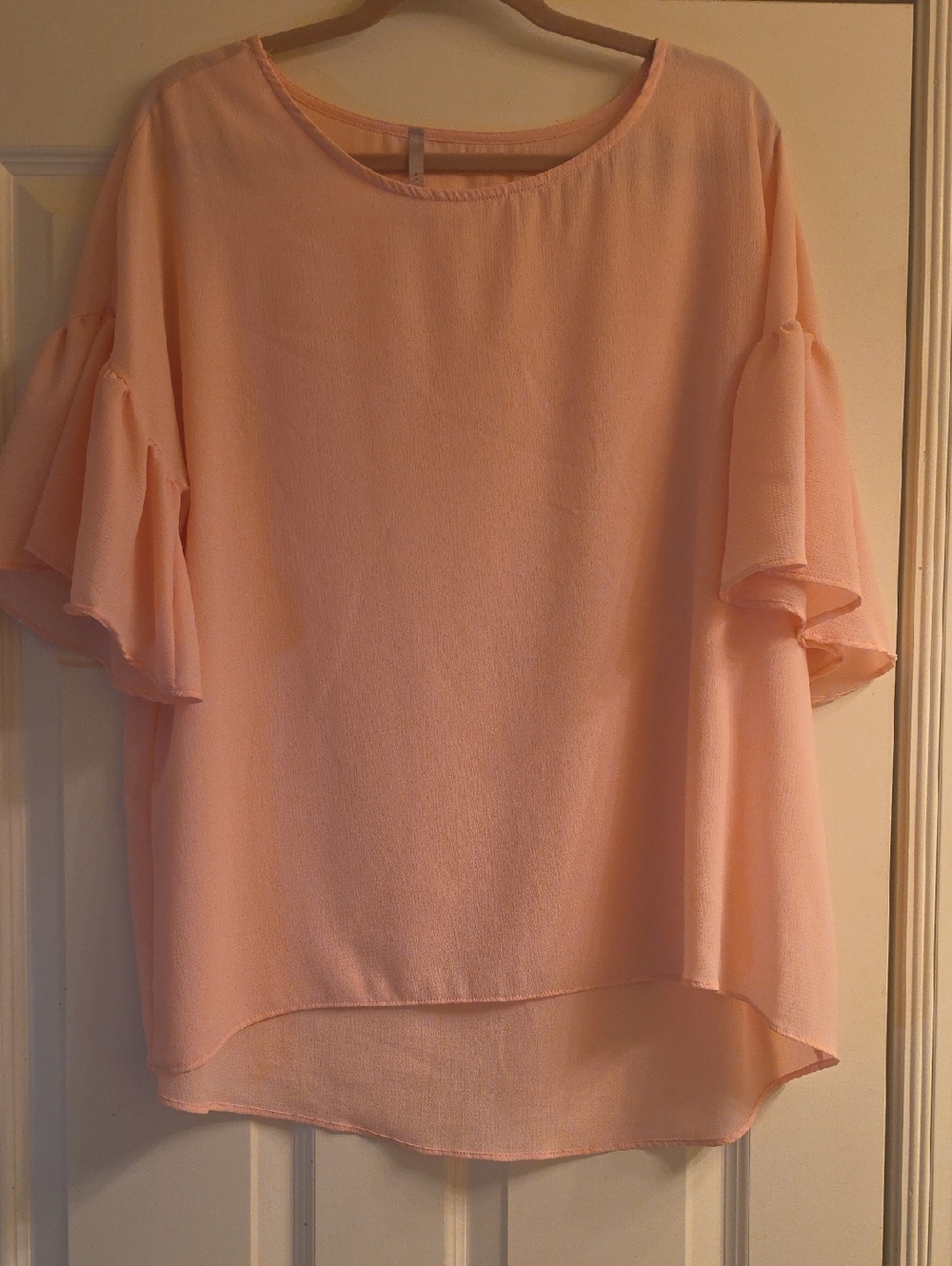 Women’s Pink Ruffle Sleeve Blouse - Lightweight Summer Top